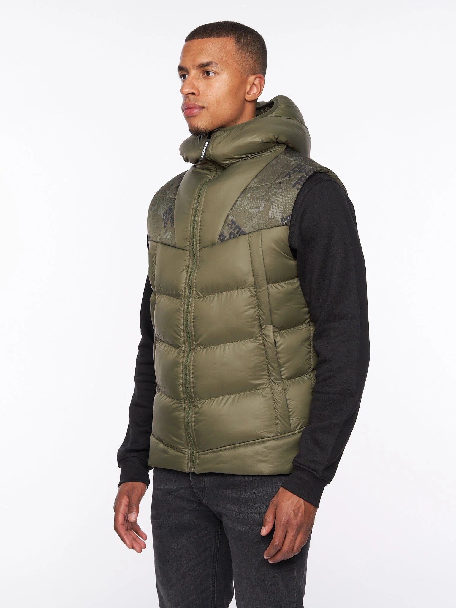 Rierson Hooded Gilet Dark Olive - Image 3