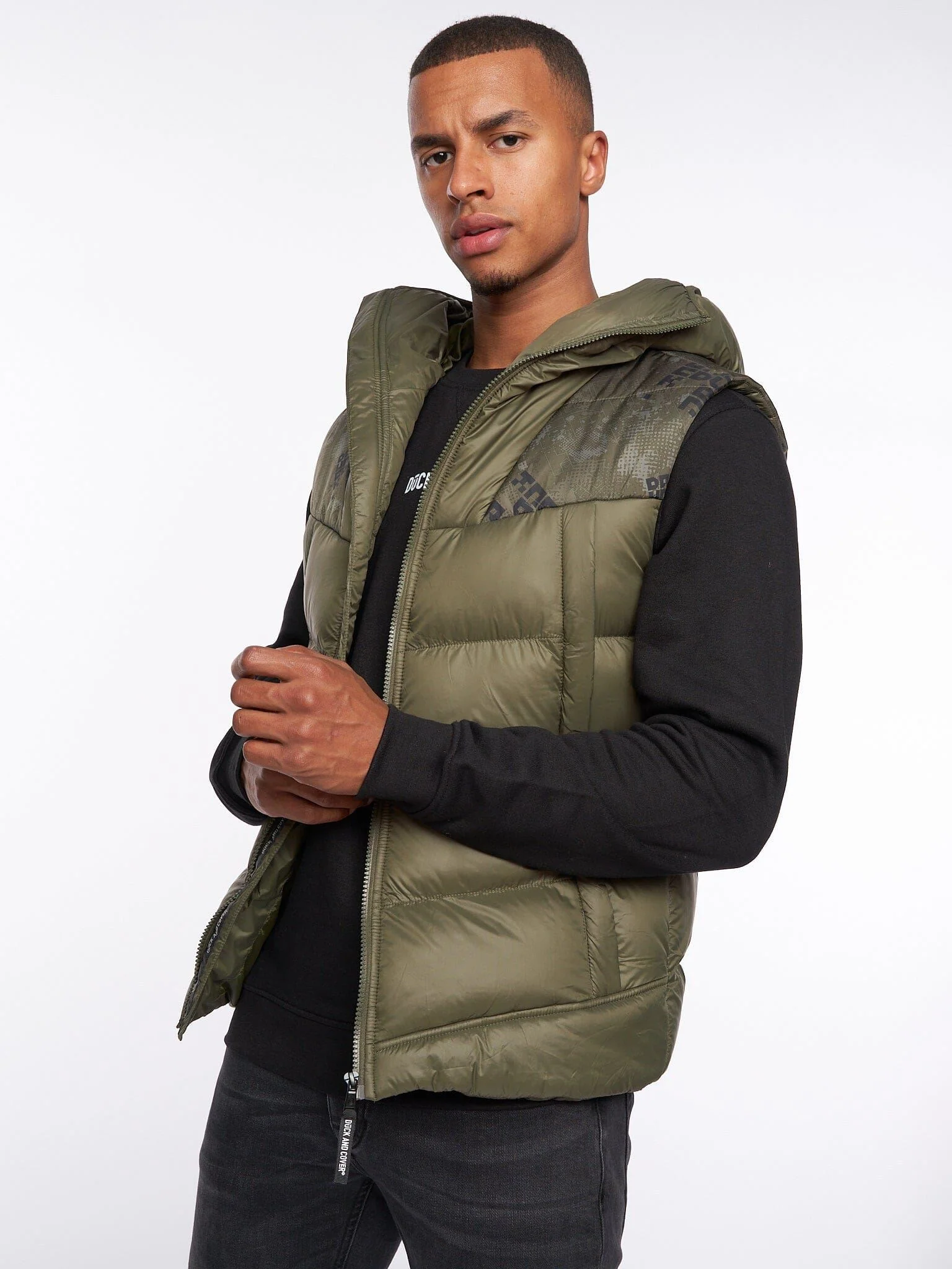 Rierson Hooded Gilet Dark Olive - Image 5